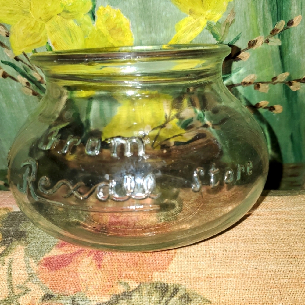 Rare From The Rexall Store' Embossed Glass Advertising Fish Bowl Old Pharmacy